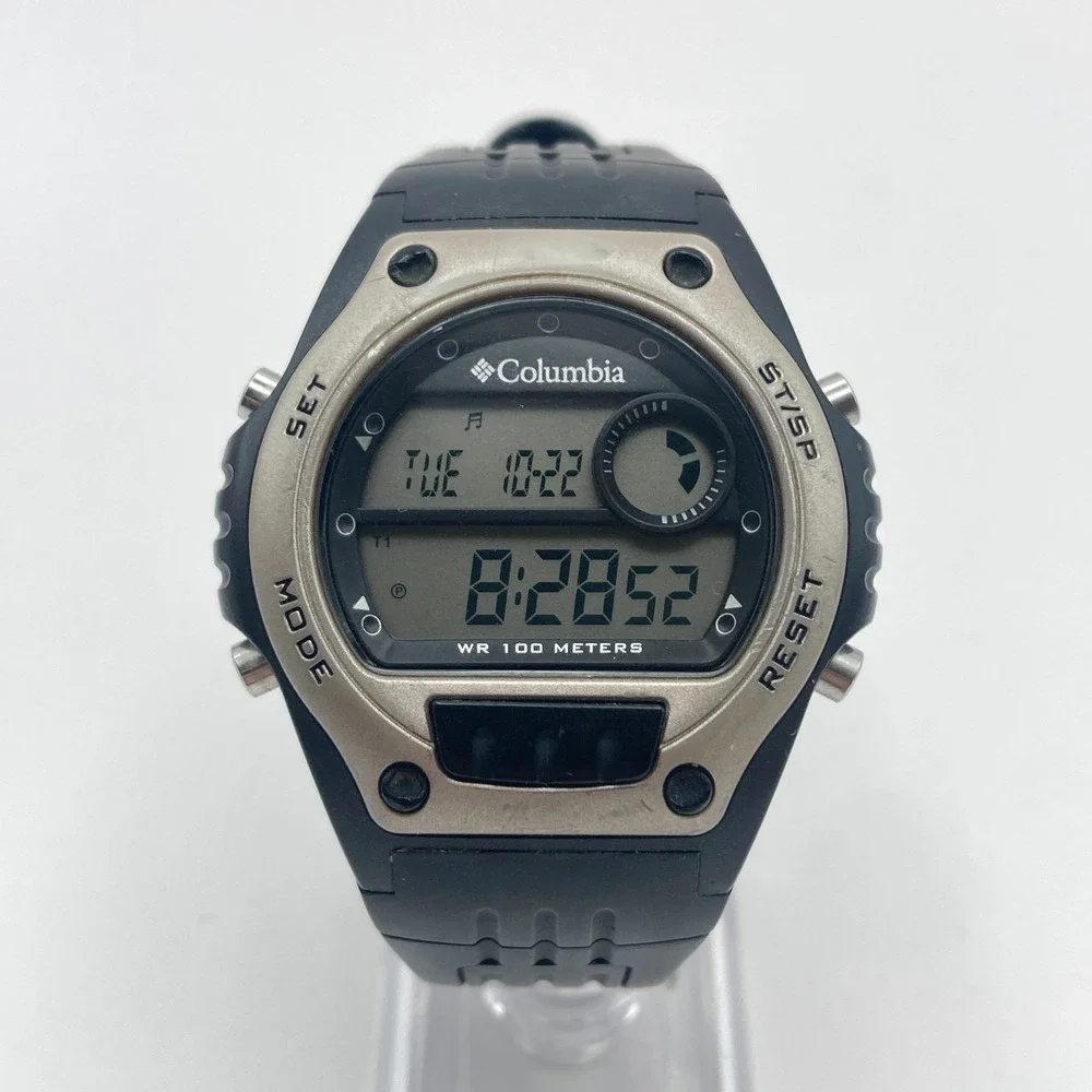 Columbia Men's Digital Watch 45mm Black Date Backlight Alarm Chrono New Battery